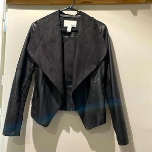 Bar III Black Open Front “Leather” Jacket